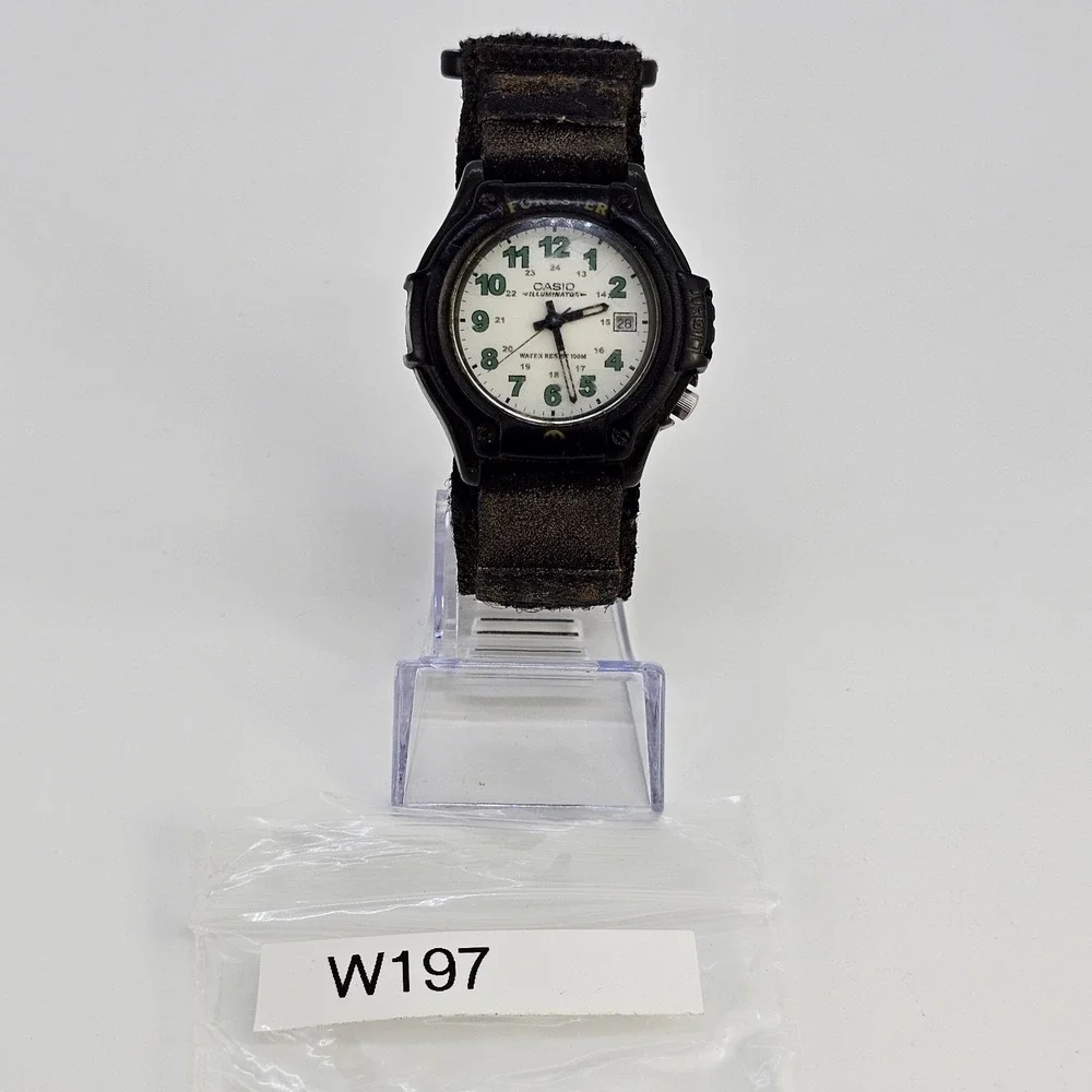 Casio Forester Men's Watch 42MM White Dial Date Brown Nylon Band New Battery